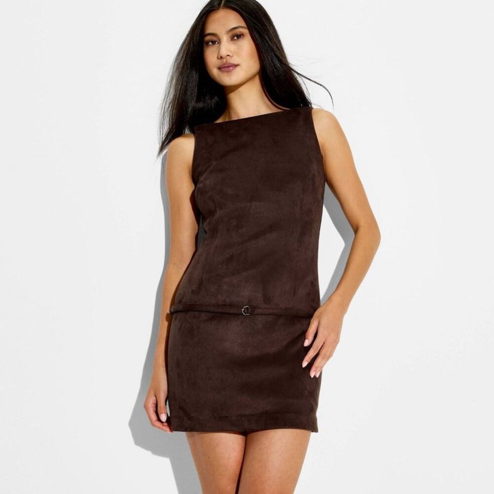 Women's Suede Mini Dress - Wild Fable Dark Brown M